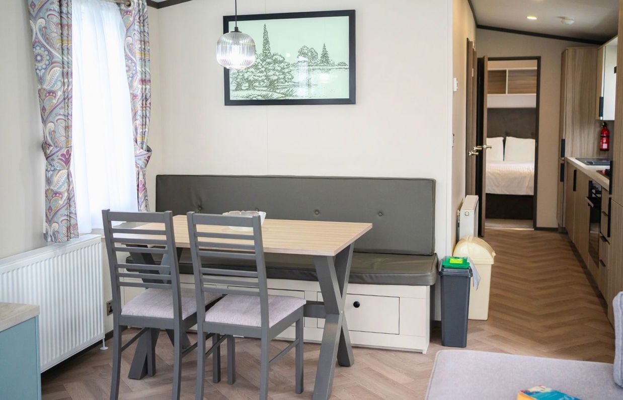 Internal of a caravan open plan living space