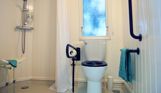 Internal of an accessible caravan wet room style bathroom