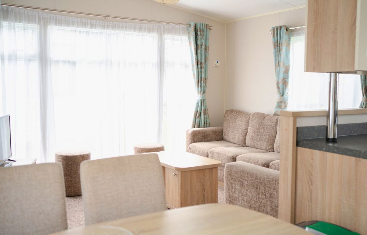 Internal of a caravan open plan lounge