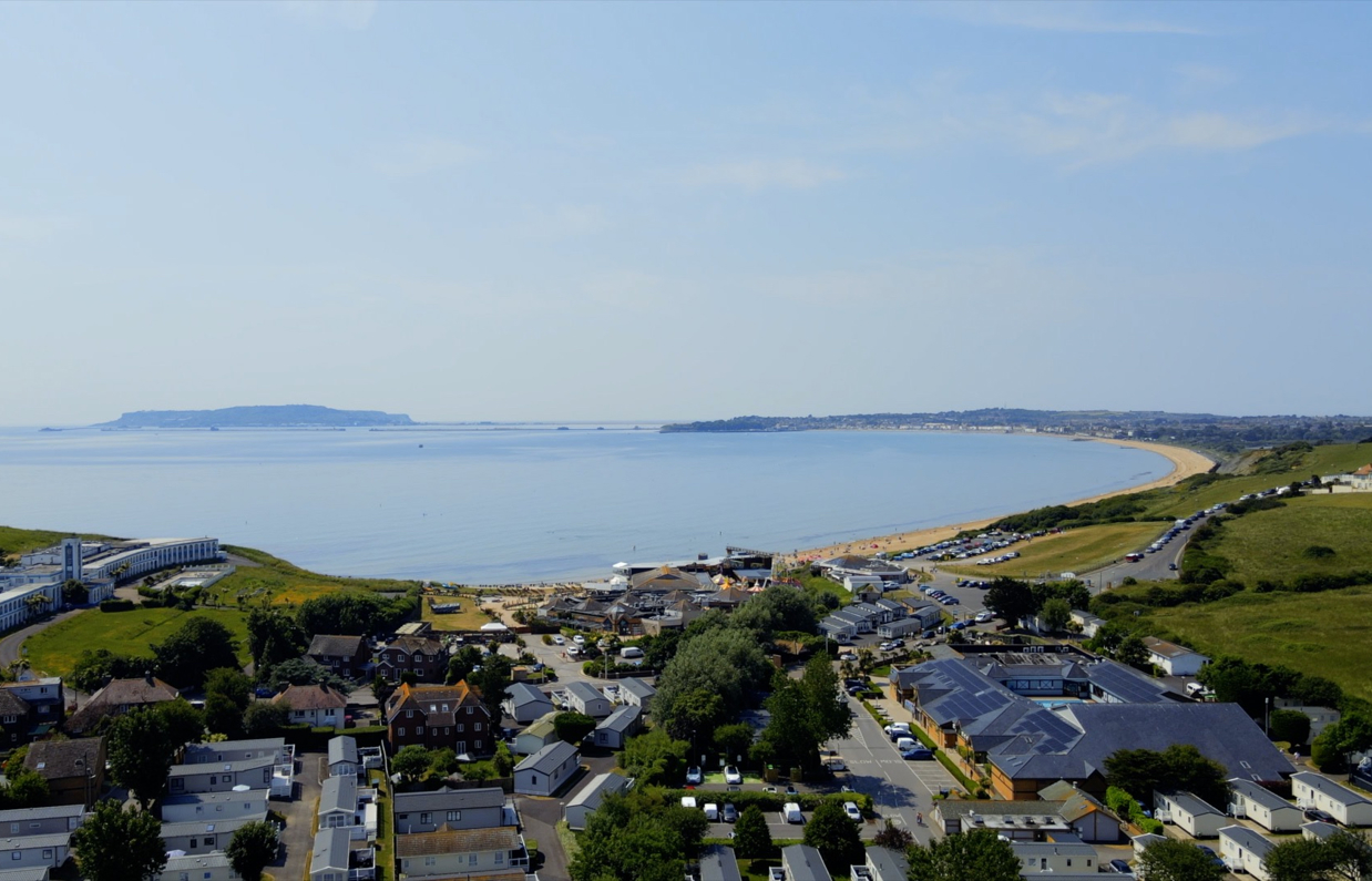 Bowleaze Cove Park Birds Eye View across Weymouth and Portland