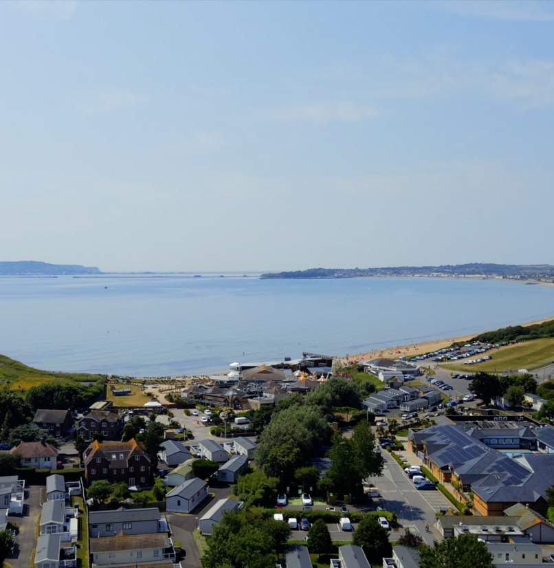 Bowleaze Cove Park Birds Eye View across Weymouth and Portland