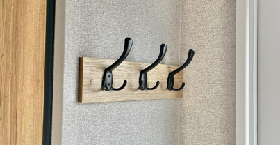 Storage hooks on the inside of a caravan