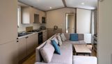 Internal of a caravan open plan living space