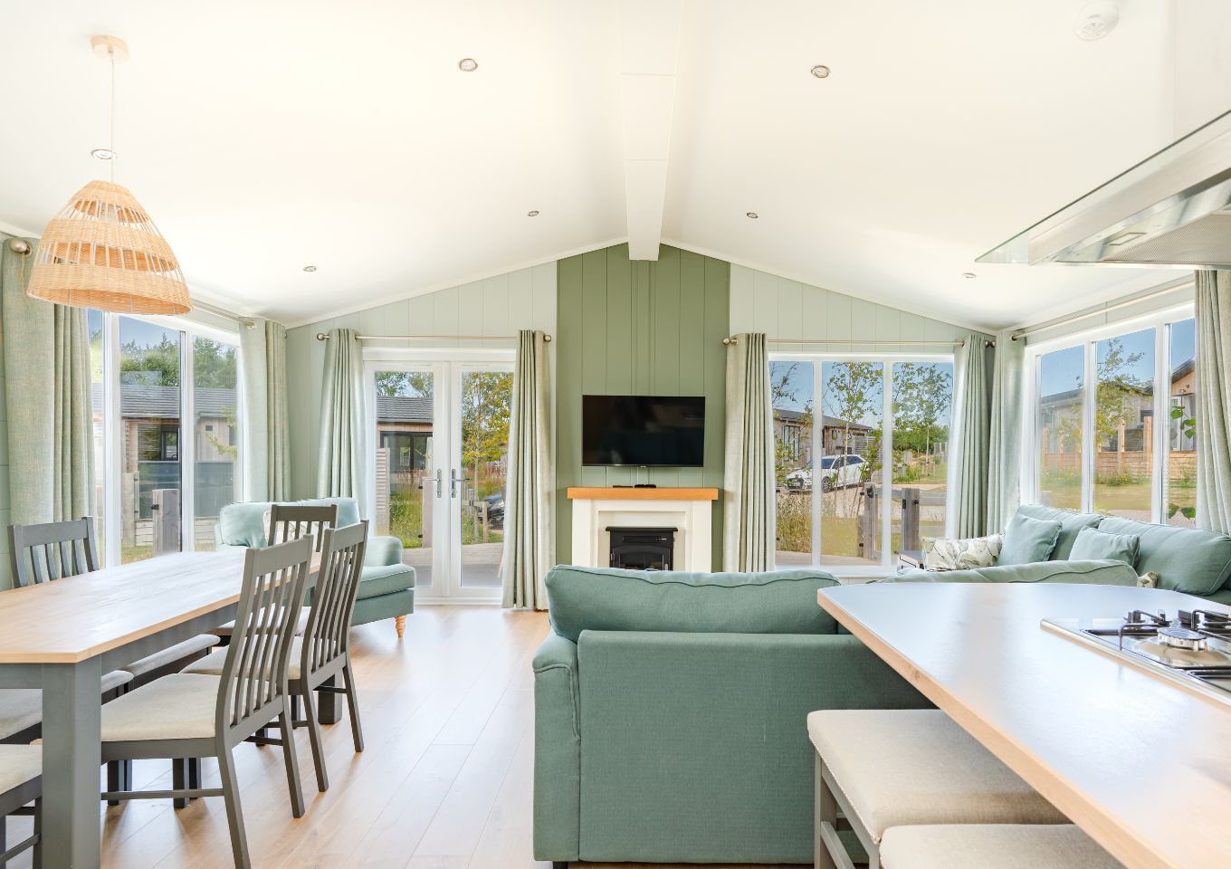 Internal of a luxury lodge open plan living space