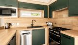 Internal of a caravan open plan kitchen