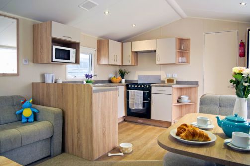 Internal of a caravan open plan living space