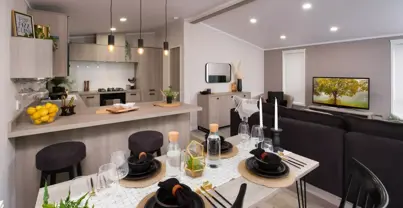 Internal of a Caravan Open Plan Living Space