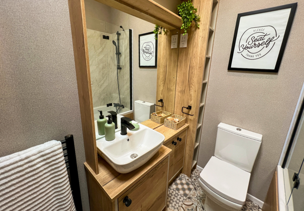Internal of a caravan bathroom