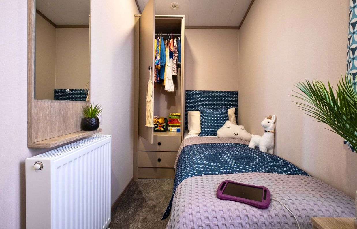 Internal of a caravan single bedroom