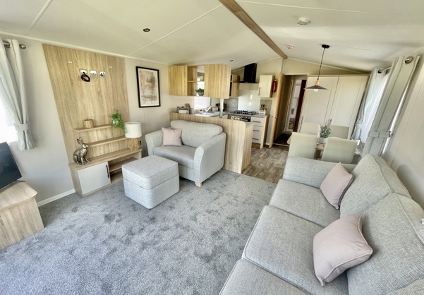 Internal of a caravan open plan living space