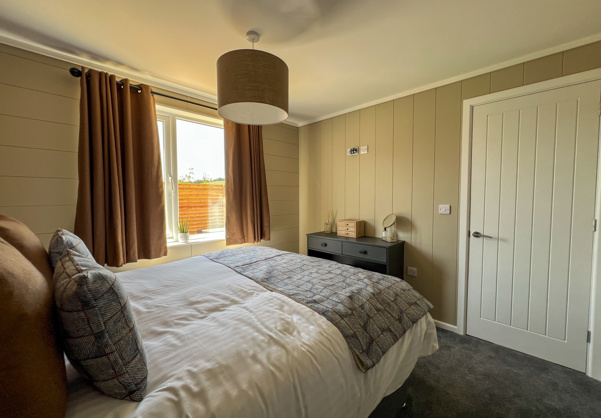 Internal of a luxury lodge master bedroom