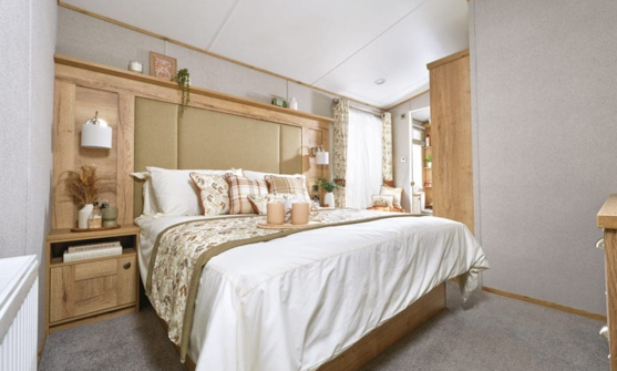 Internal of a caravan master bedroom
