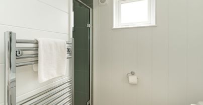 Internal of a luxury lodge bathroom with shower