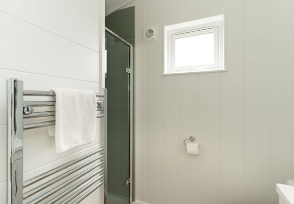 Internal of a luxury lodge bathroom with shower