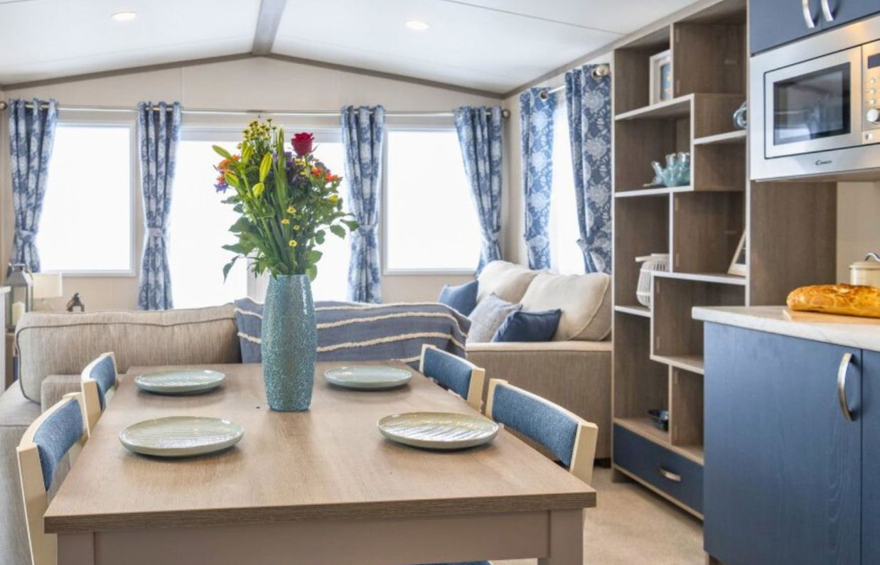 Internal of a caravan open plan living space