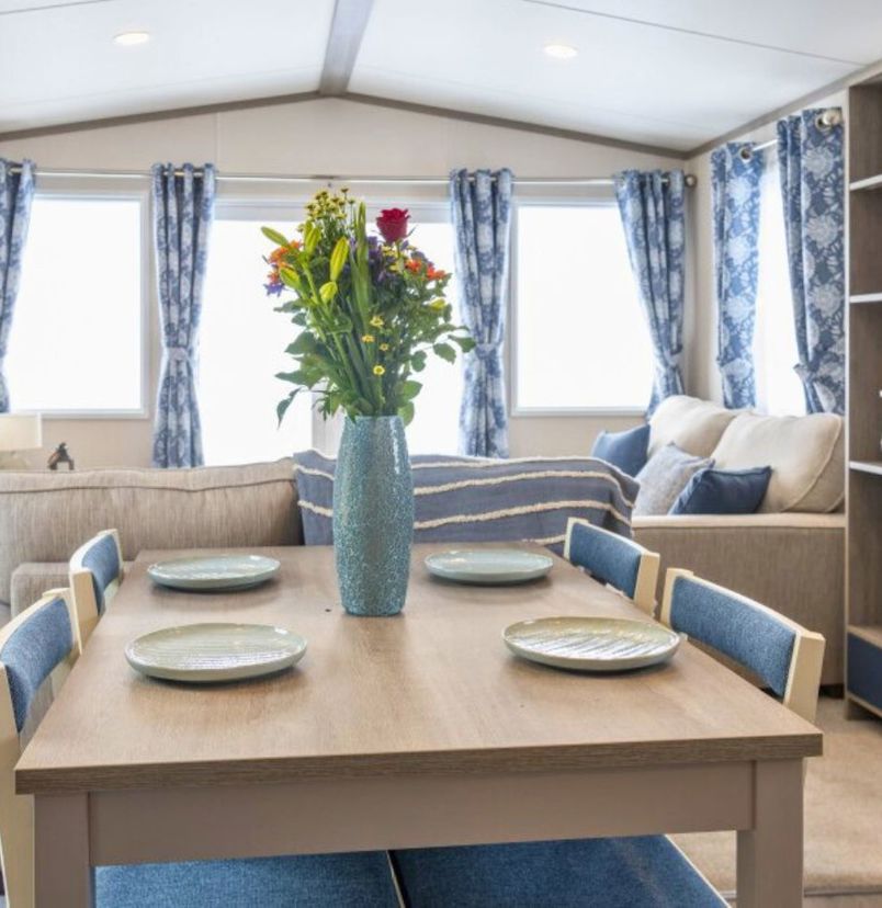 Internal of a caravan open plan living space