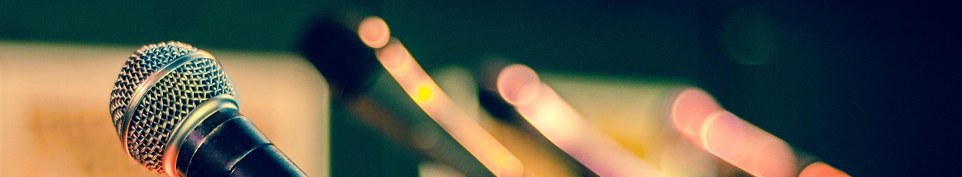 Close up of microphone on a stage