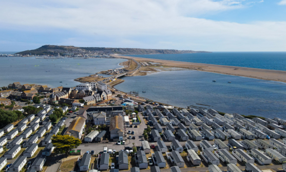 Chesil Beach Holiday Park from above
