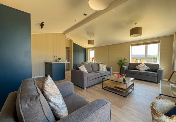 Internal of a luxury lodge open plan living space