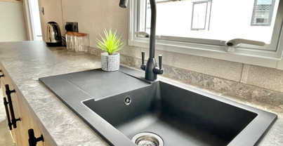Internal of a caravan kitchen sink