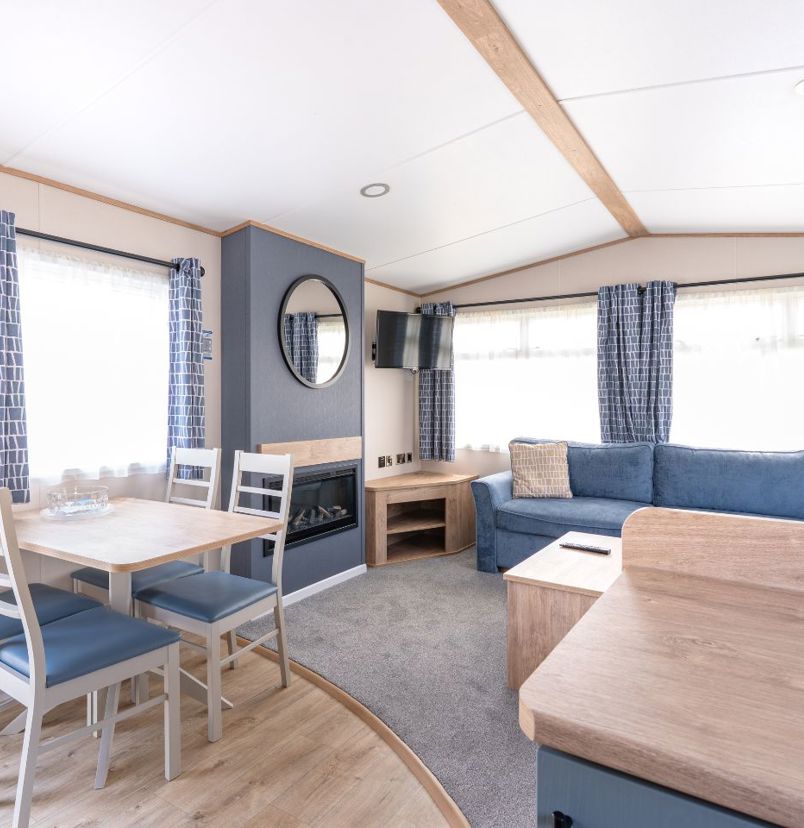 Internal of a caravan open plan living space