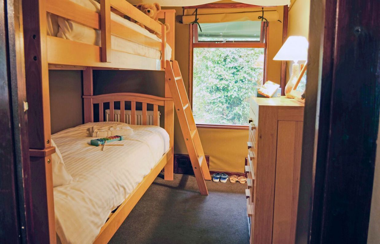 Internal of safari tent bunk bedroom