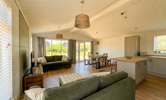 Internal of a luxury lodge open plan living area