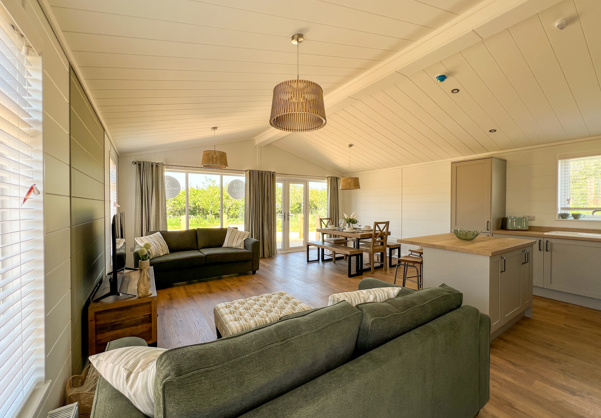 Internal of a luxury lodge open plan living area