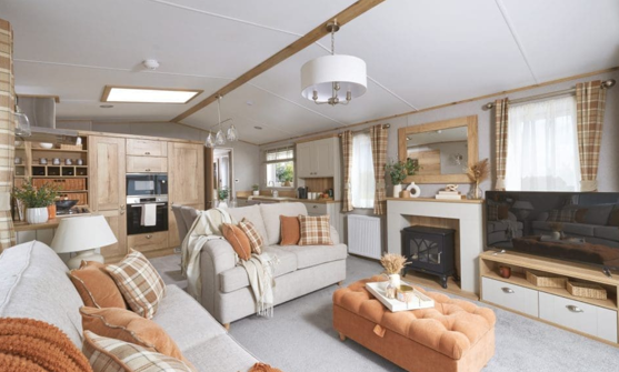 Internal of a caravan open plan living space