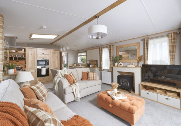 Internal of a caravan open plan living space