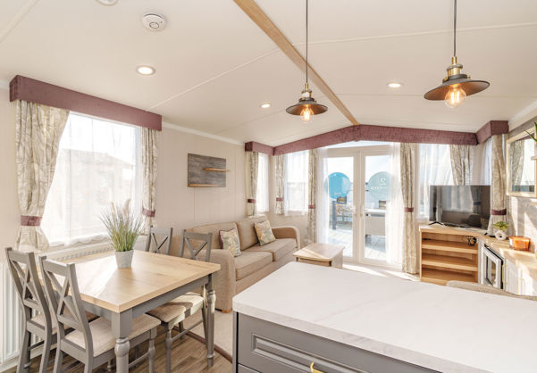 Internal of a caravan open plan living space