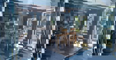 Open plan Living and kitchen area from decking