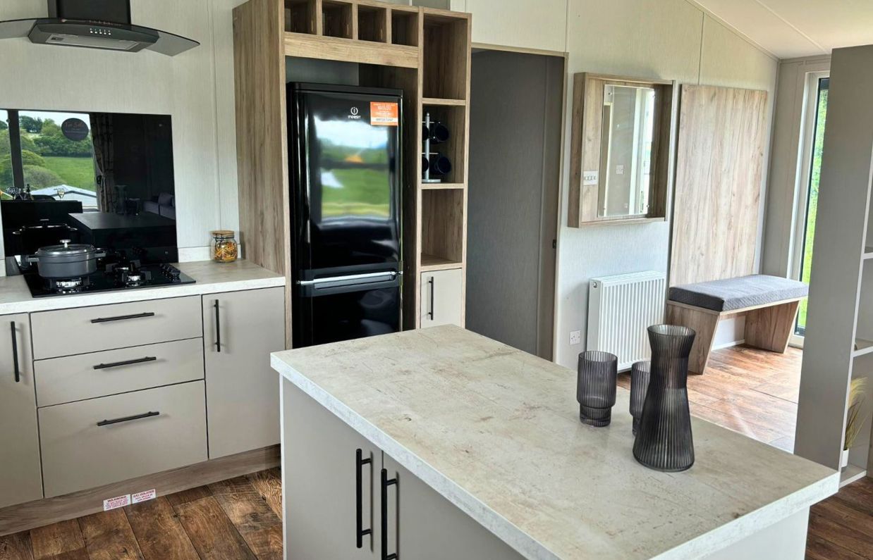 Internal of a lodge open plan kitchen