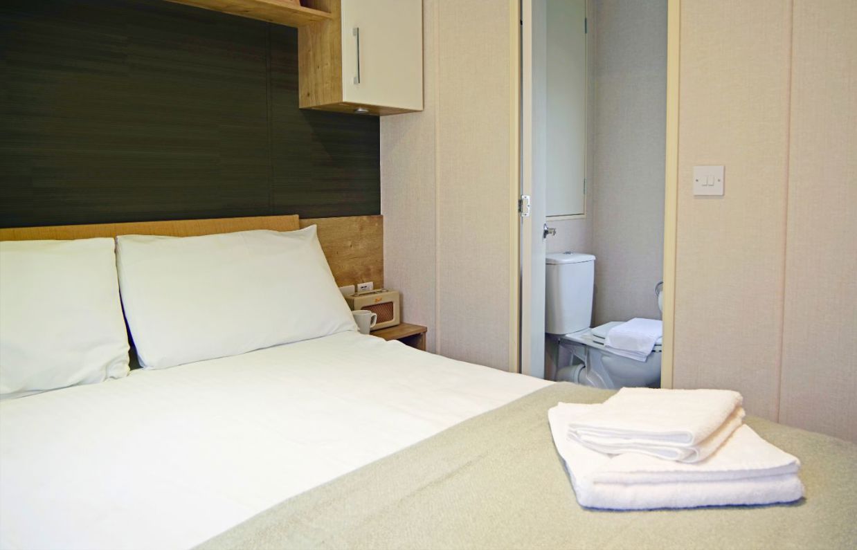 Internal of a caravan double bedroom ensuite