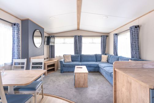 Internal of a caravan open plan living space