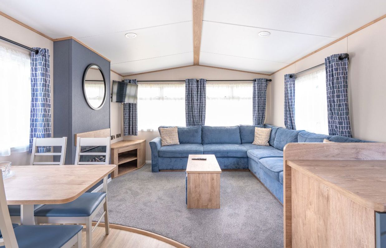 Internal of a caravan open plan living space