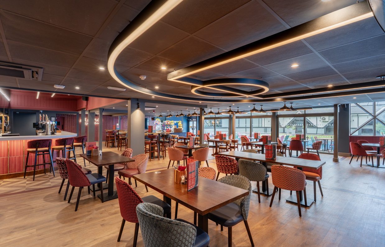Internal of the Arena Sports Bar indoor seating arrangement