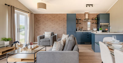 Internal of a luxury lodge open plan living space