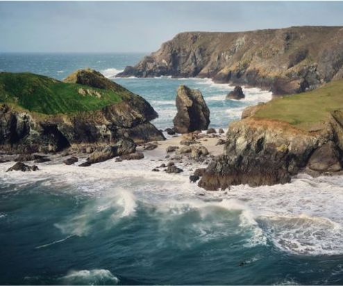 Cornwall coastline with rough seas