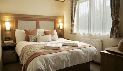 Internal of a caravan master bedroom 