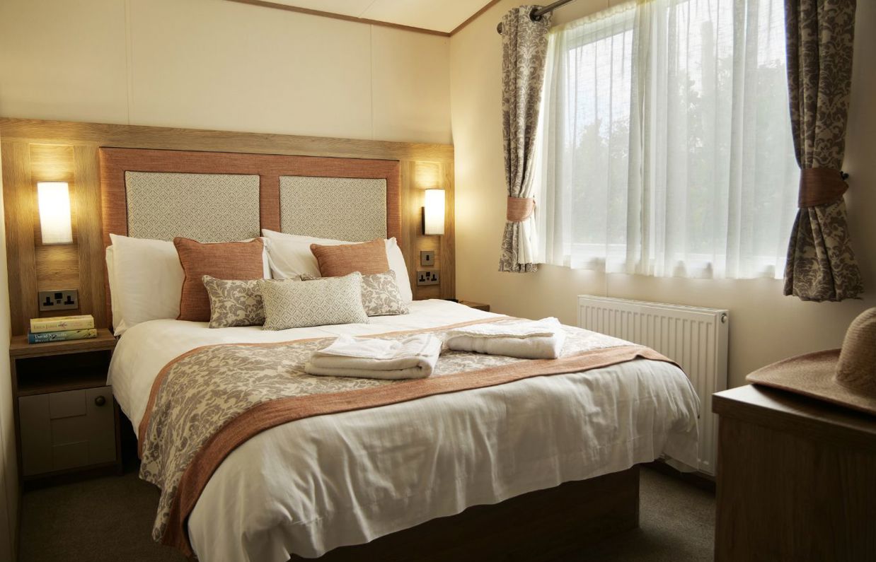 Internal of a caravan master bedroom 