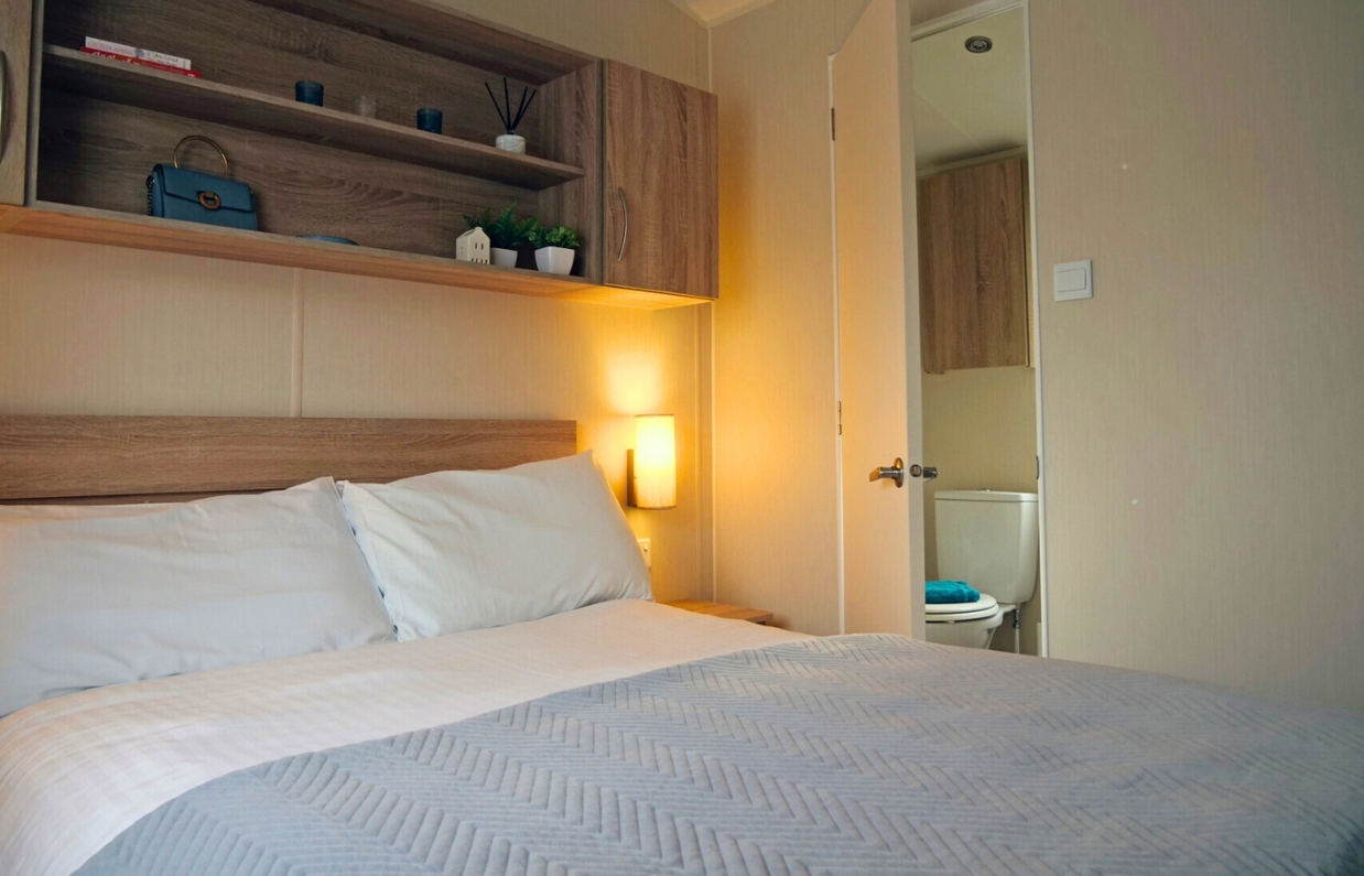 Internal of a caravan double bedroom