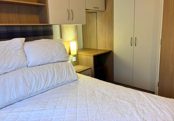 Internal of a caravan master bedroom