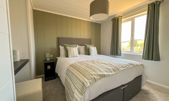 Internal of a luxury lodge master bedroom