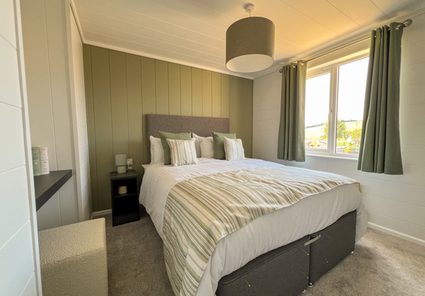 Internal of a luxury lodge master bedroom