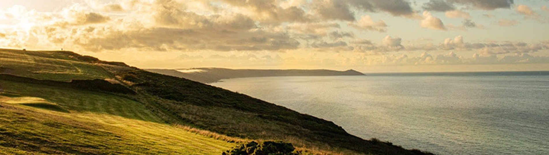 Views of the sea and coast from a golf course