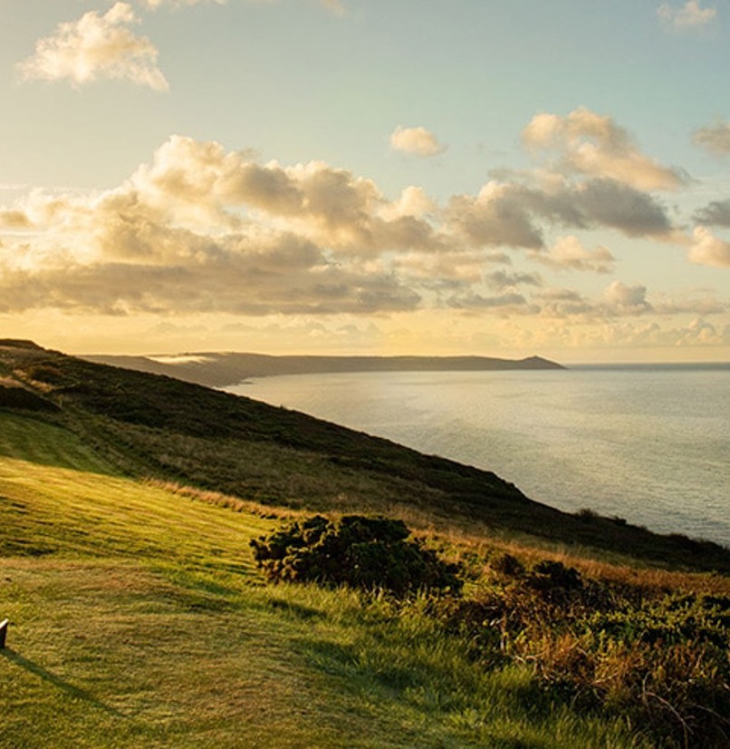Views of the sea and coast from a golf course