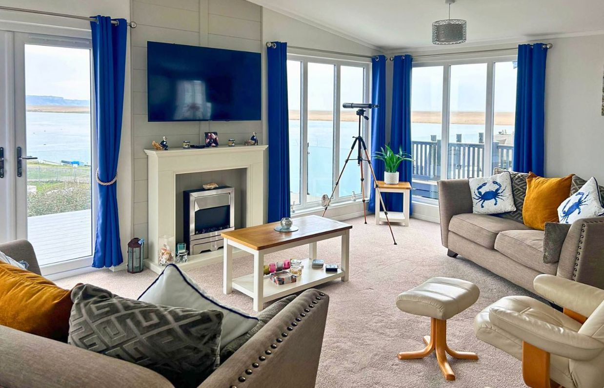 Internal of a caravan open plan living space