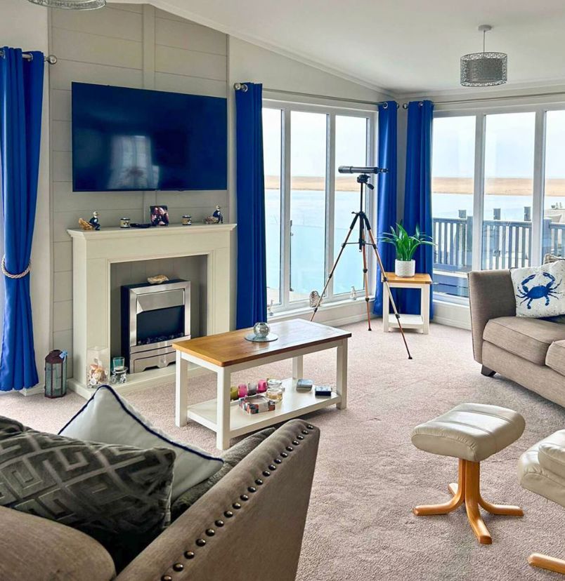 Internal of a caravan open plan living space