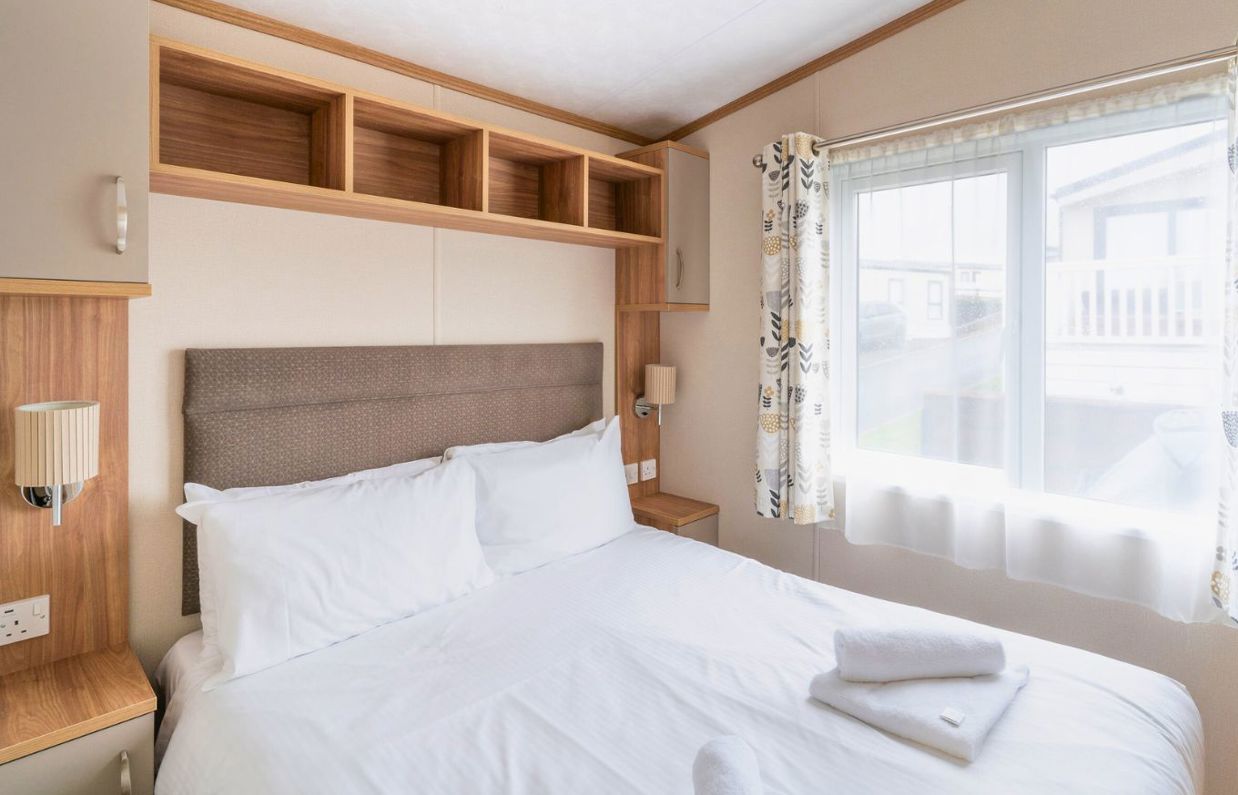 Internal of a caravan master bedroom